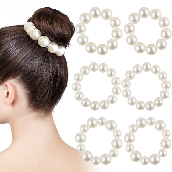Pärlband, 6-pack pärlband, elastiskt pannband, vanligt pärlband, armband för kvinnor, flickor