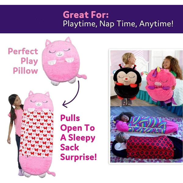 Happy Childrens Fun Sovepose til børn Piger Drenge Haj Slumber Bags Indendørs Dejlig Fluffy Pude/Sovepose camping137*50CM(grå)-Pink