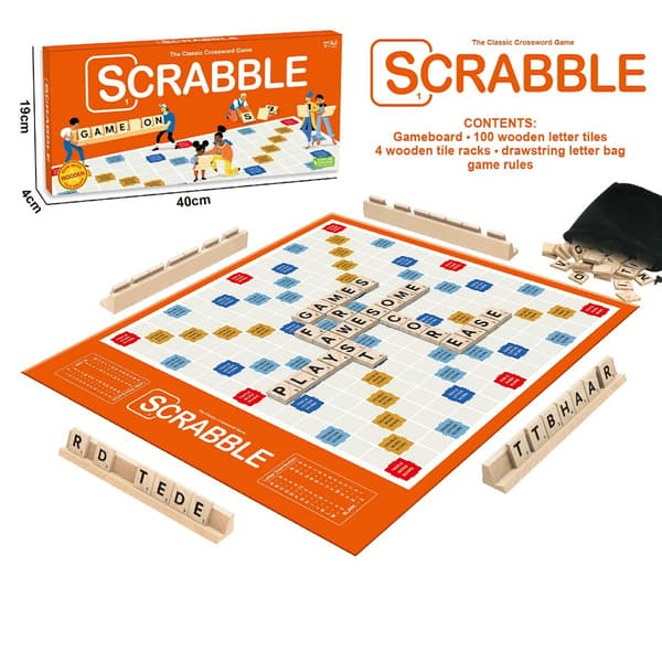 SCRABBLE Träbrädspel: Bokstavsmatchningspussel för
