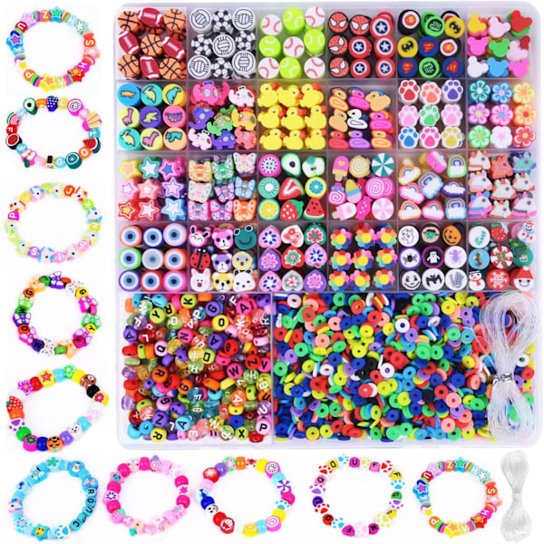 2480 st polymera lerpärlor berlocker för armbandssats Söta roliga berlocker pärlor vänskapsarmband tillverkning DIY konst hantverk födelsedagspresenter leksaker