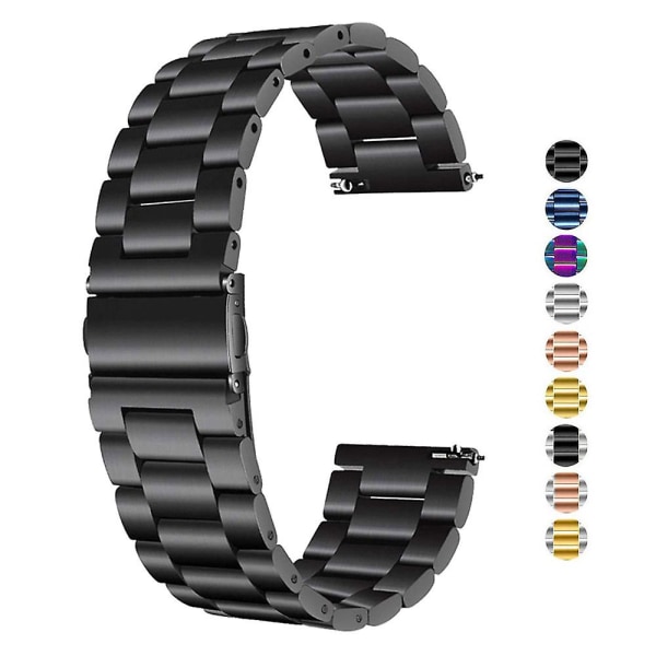 (musta) watch metallia 22 mm, watch ruostumatonta terästä yhteensopiva Withings Activite, Vivoactive 4s/3s, Huawei Fit 22 mm kanssa