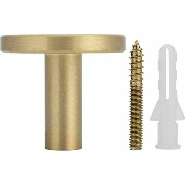 4 kpl harjattua messinkiä seinäkoukkuja, 32 mm x 35 mm, kultaiset pyyhekoukut kylpyhuoneeseen, vaatekoukut, pyyheteline (pyöreä)