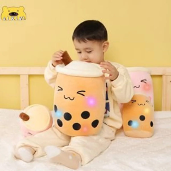 25/35cm Valoisa Boba Täytetty Pehmolelu Kuplatee Tyyny LED Värikkäillä Yövaloilla Hohtava Super Pehmeä Pehmolelu Lapselle Lahja 35cm 35 cm Brown