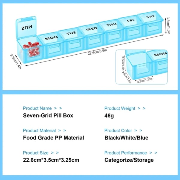 3-part/ set 7 day pill box pill box medicine box pill box 1 week 21 compartment pill box