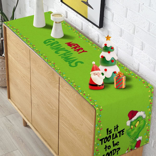 Julbordstablett Jultomte Buffelrutig Rutiga Vinter Semester Fest Dekoration Eldstad Kök Matrum Heminredning (Grön, 13\" x 72\")