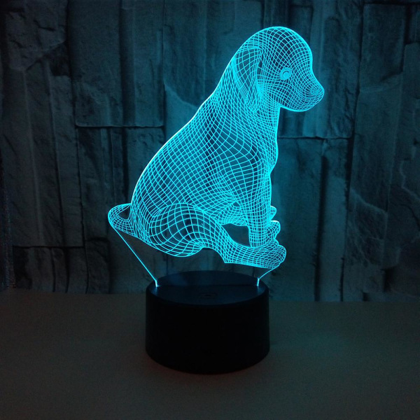 Söpö koira, värikäs 3d visuaalinen kosketusnäyttö pöytävalaisin led-akryylilamppu luova energiaa säästävä valo kotiin joulukuu-