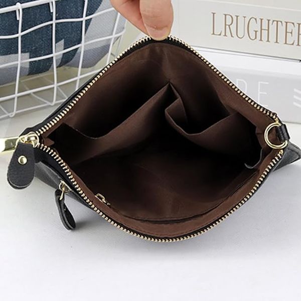 Äkta läder dam liten crossbody väska enkel plånbok och handväska axelväska