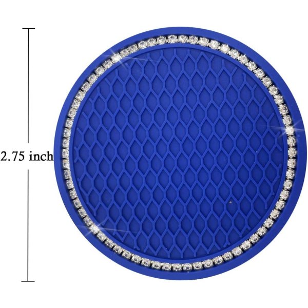 2-tums kristallrhinestone bilinredning tillbehör hållbara halkfria silikonbilunderlägg (2-pack) (blå)