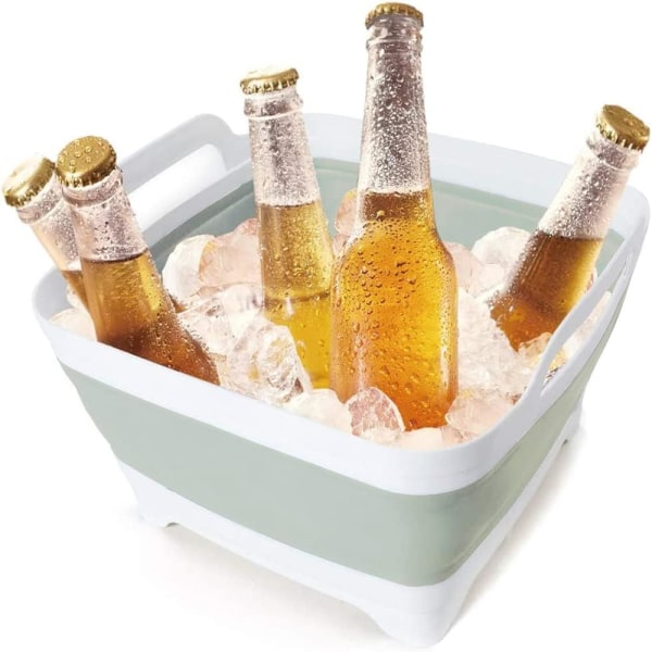 9L Sammenleggbar Oppvaskkum Bærbar for Vasking av Oppvask Sammenleggbar Vaskebalje Vask med Avløpspropp for Vask Camping