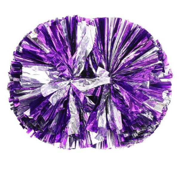 2 stk. Metalliske Pompomer til Cheerleading purple silver