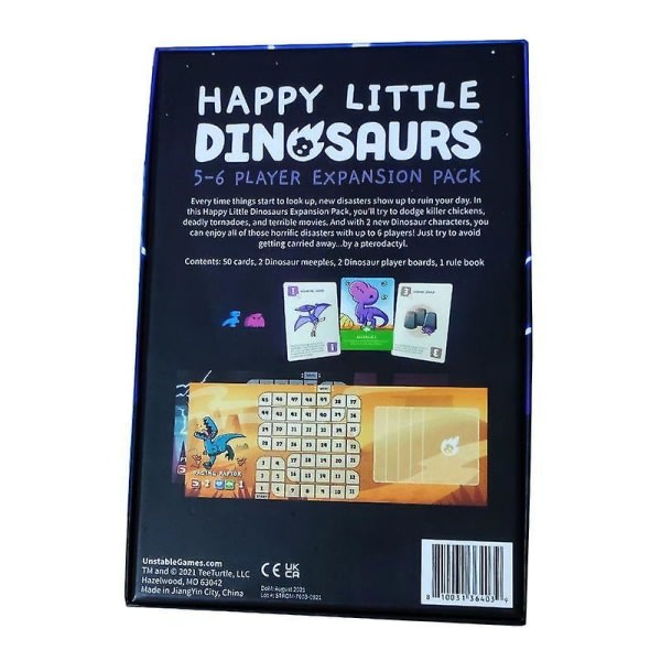 Engelsk versjon Happy Little Dinosaurs Happy Little Dinosaur Expansion Brettspill Kort Strategispill Utvidet versjon