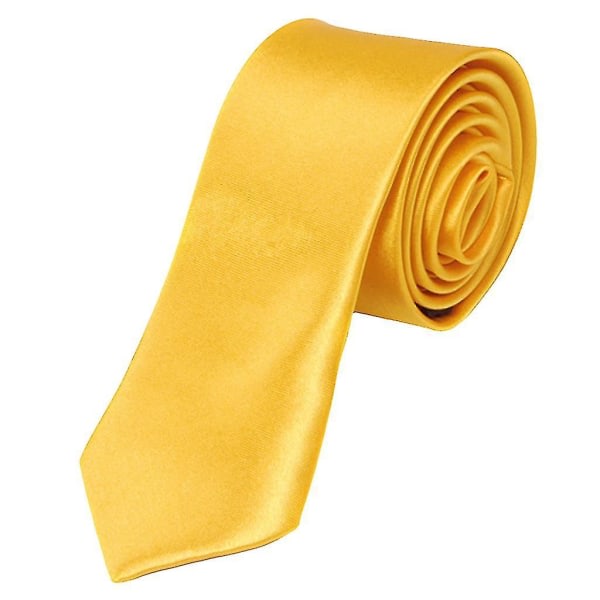 Unisex afslappet slips Skinny Slank Smal Neck Slips - Solid (Gylden Gul)