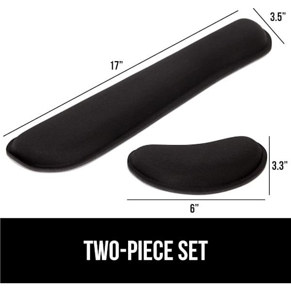 Håndledsstøtte i Hukommelsesskum til Mus, Ergonomisk Design til at Lindre Smerter ved Skrivning, Skrivebordsunderlag til at Støtte Hånd og Arm, Pletbestandig, 2-delt Pude, Sort
