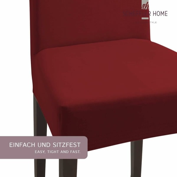Elastisk strækbetræk i bomuld/ sæt med 2 / Burgundy / Stretchbetræk/ betræk til stole og sæder