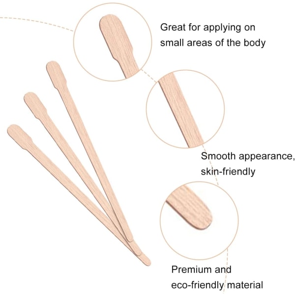 Træ vokspinde, vokspinde, træ voksskovle, 200 træspatler til hårfjerning