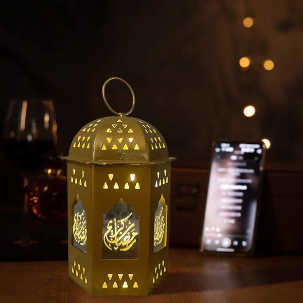 Mini lanterne med LED Ramadan lanterne dekoration mini lanterne dekoration med lys hængende lanterner til Ramadan dekoration julebryllup bord centerpiece