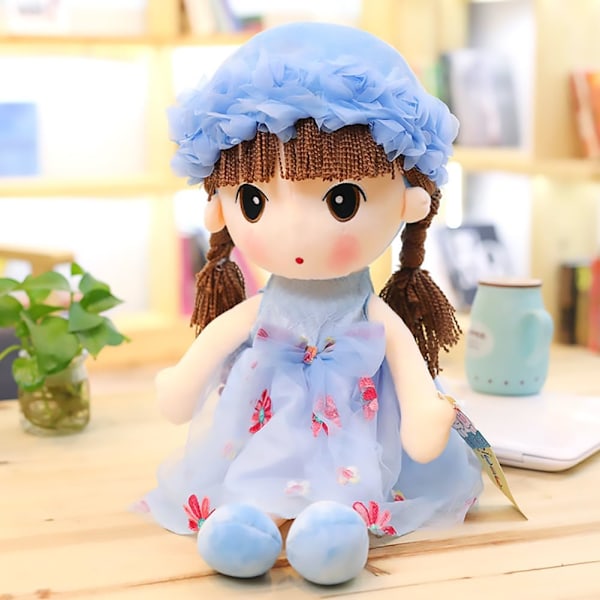 HWD Kawaii Myk Stoppet Blomstjente Plysj Leke Dukke Jentegave, 18 Tommer (Blå) 1