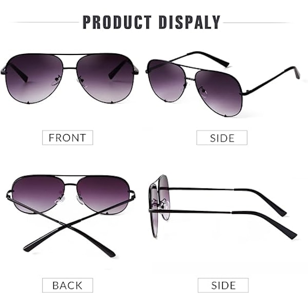 Oversize Aviator Solbriller til Kvinder Mænd Trendy Retro Bulk Shade Sort Faded Solbriller Klassisk UV Beskyttelse