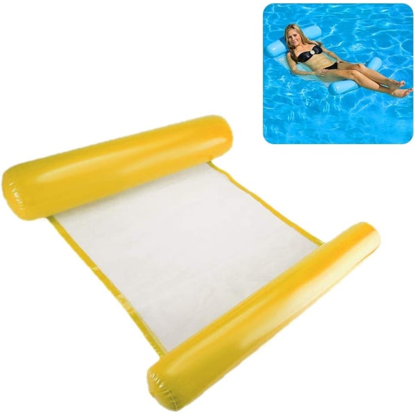 Vannhengekøye for voksen svømmebasseng oppblåsbar madrass svømmebasseng for voksne og barn 200 kg 130 x 73 cm gul