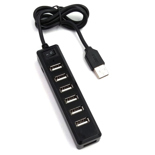 USB-hub 7-porters utvidelsesadapter USB 2.0 Hub Multi USB Splitter white