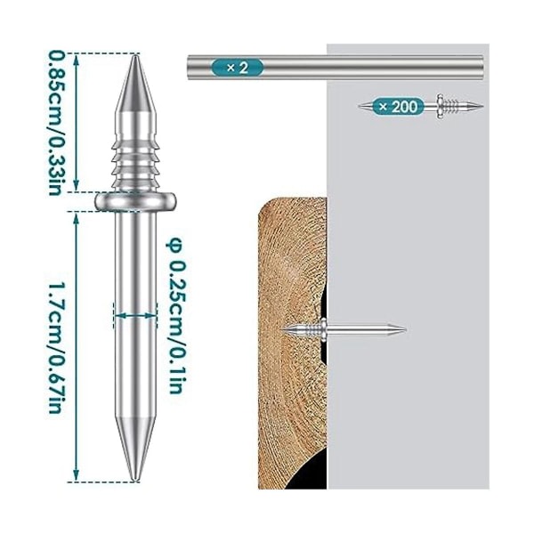 200 st dubbelhuvud, sömlös spik, rostskyddad utan räfflor, set med 2 stavar med spik