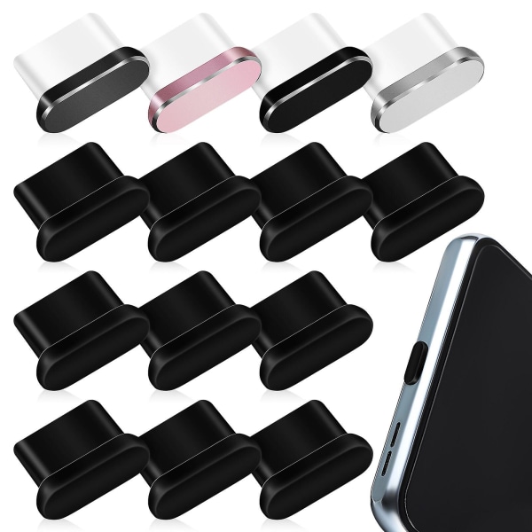 14 stk USB C-støvplugger Type C Støvdeksel Telefonportdekselbeskytter kompatibel med de fleste Type C-mobiltelefoner