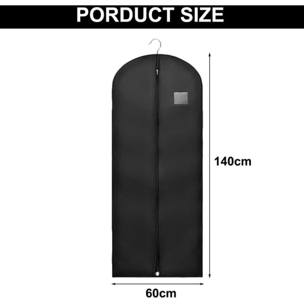 Cover 5 osalle - iso?? 60 x 140 cm - Musta cover, musta kuitukangaspölypussi vaatteille