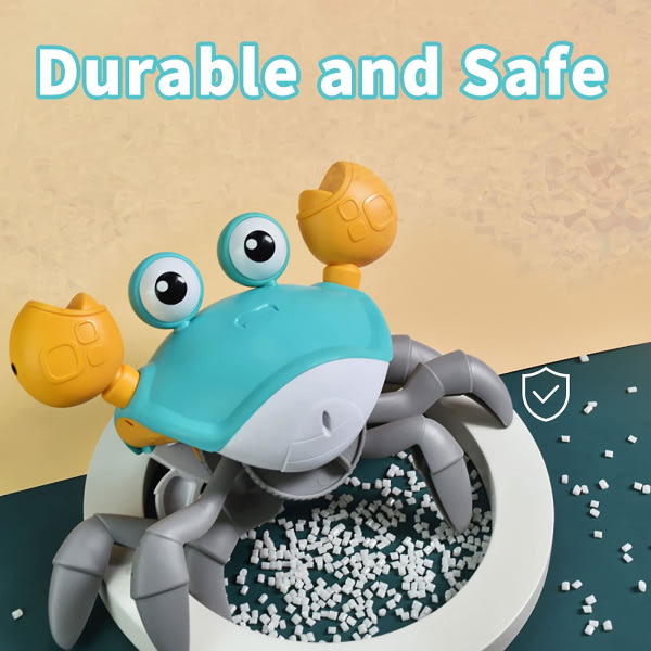 Baby Crawling Crab Musikleksak, Toddler Elektronisk Ljusupplyst Krypande Leksak med Automatisk (Blå/Orange) orange