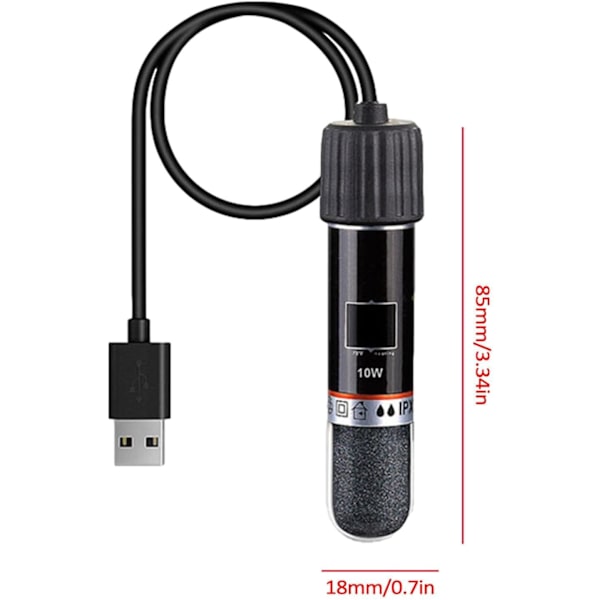 Mini akvarievärmare | Termostat 10W USB uppladdningsbar värmeelement | Platssparande värmeverktyg för akvarier och små akvarier