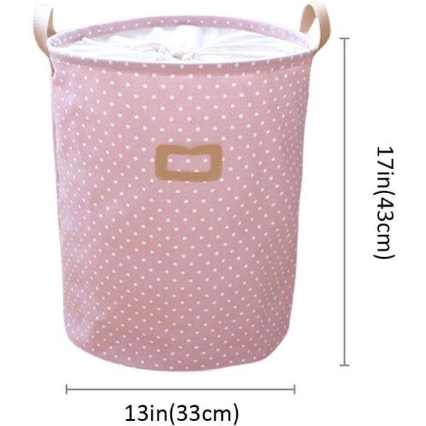 Lasten/lasten kokoontaitettavat pyöreät pyykkikorit kahvoilla makuuhuoneeseen (vaaleanpunainen)