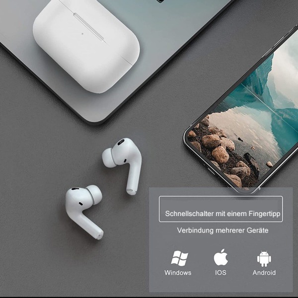 Bluetooth hörlurar i örat, trådlösa hörlurar, för iPhone och Android