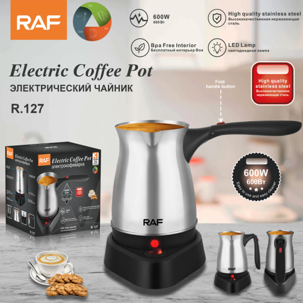 RAF Europeisk standard tverrgrens tyrkisk kaffekanne med håndtak rustfritt stål elektrisk kaffetrakter 500ml R127