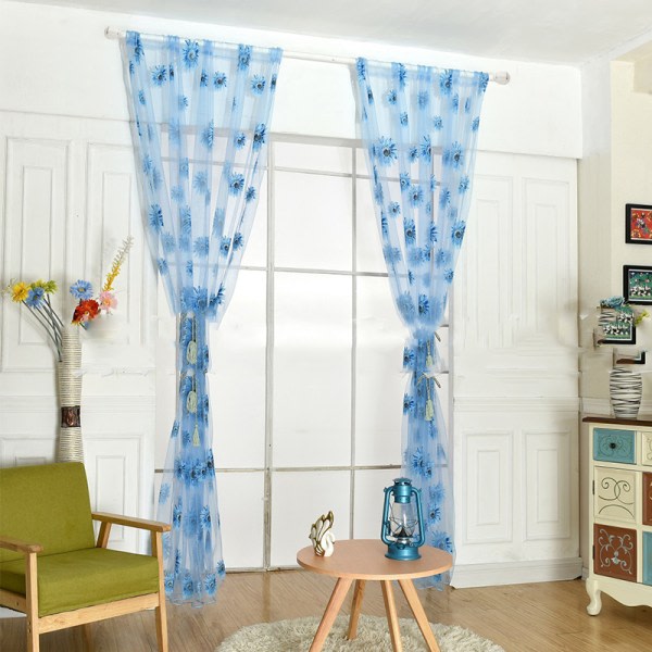 Sunflower Pattern Curtain Home Decor Polyester Fiber