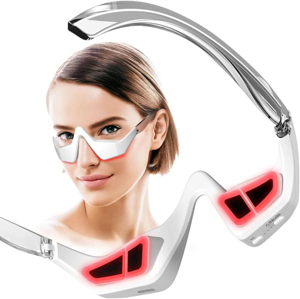 Rödljusterapi för under ögonen, rödljusterapi glasögon, rödljus ögonmask, mikroström LED-ljusterapi för under ögonen