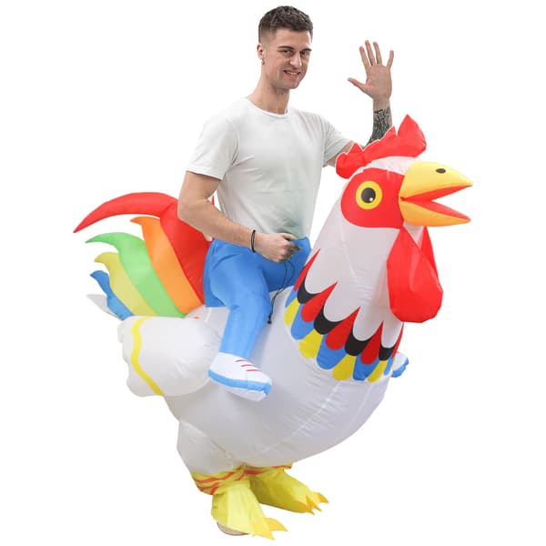 Fargerikt oppblåsbart hanekostyme for barn 100-140 cm Red Rooster 100-140cm