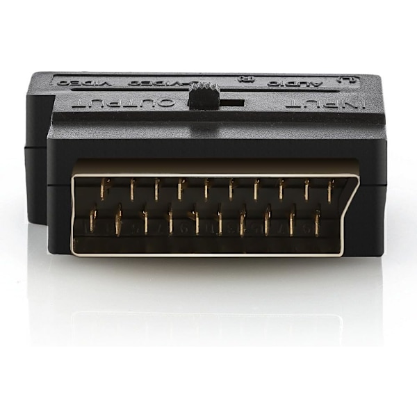 deleyCON Scart til 3x RCA Stik IN/OUT Switch + S-VIDEO S-VHS AV Audio Video Adapter - Sort