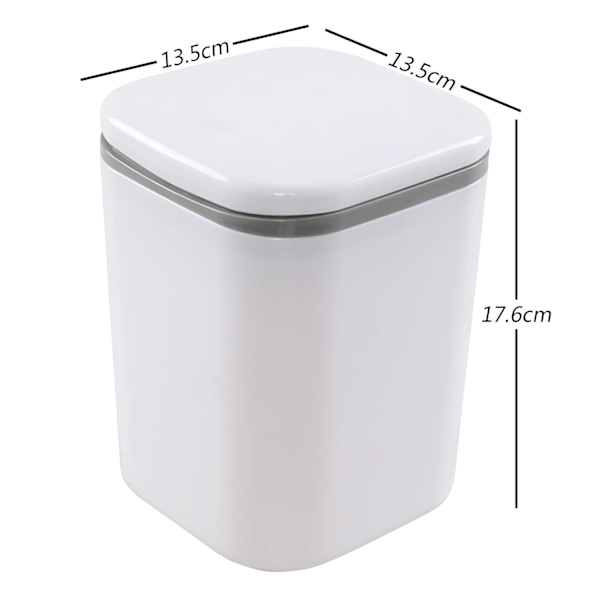 2 Liters Mini Skrivebords Affaldsbeholder, Lille Plastik Skrivebords Affaldsbeholder, Hvid