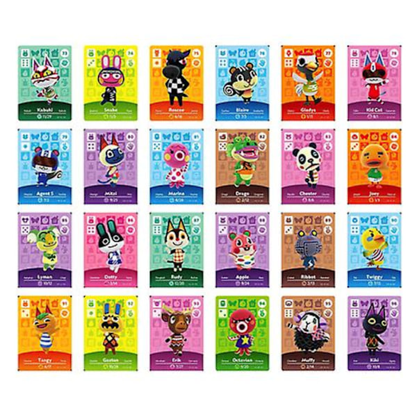 24 stk. Mini Spillekort Videokassette Samling Animal Crossing Egnet til Switch 73-96