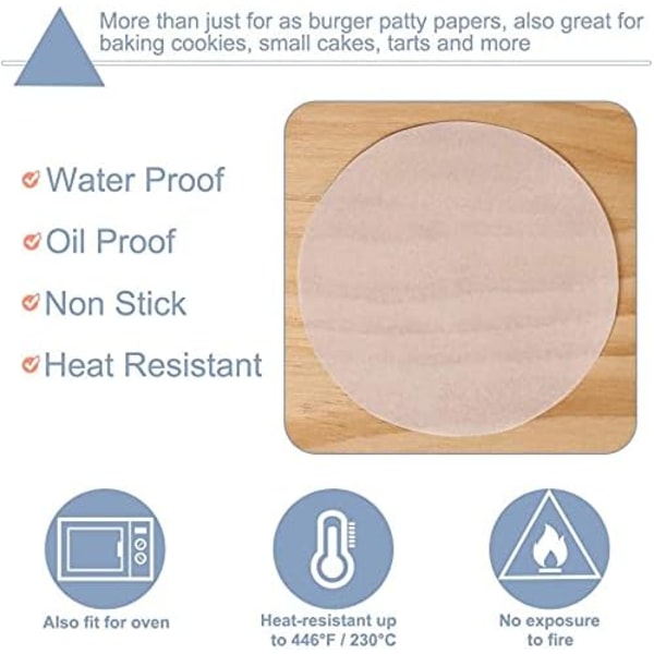 Hamburger-papir 11 cm, 200 stk. Non-stick vokspapir forudskåret runde