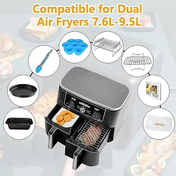 Tillbehör till Airfryer, dubbel korg Airfryer-tillbehör för Ninja