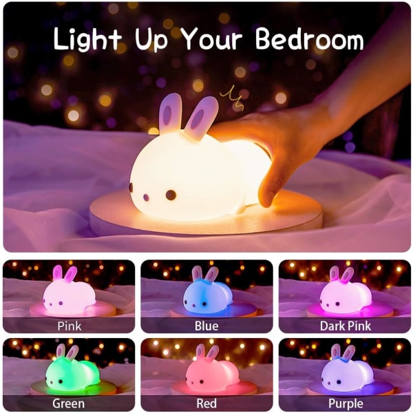 Rabbit night light, baby night light, rechargeable night light for children, touch LED baby night light