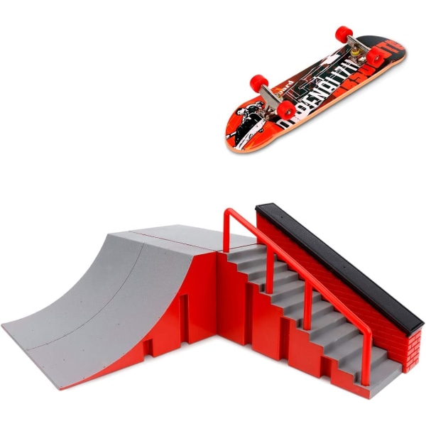 Finger Skateboard Ramppi Set, Fingerboard Skate Park Kit Ramppi Finger Skateboards Harjoitusrekvisiitta lapsille ja lapsille (B)
