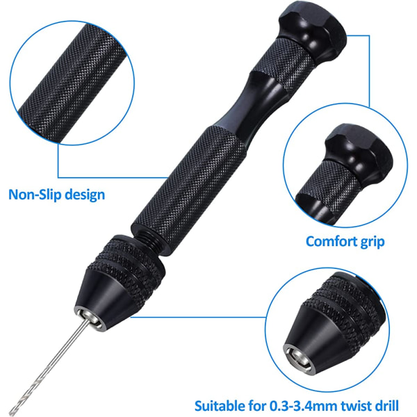 37-delad handborr-set, inklusive stiftchuck handborr, spiralborr och skruvstäd för DIY-snideri (0,3-1,2 mm PCB-borr)