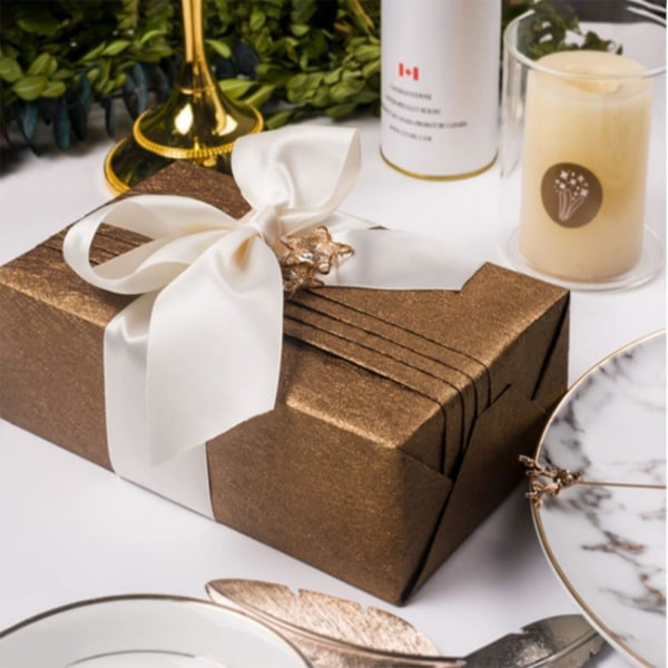 2x22m hvitt bånd 25mm for gaveinnpakning,satengbånd Hvitt julebånd Dekorativt for å lage hårsløyfe Bryllupskakepynt