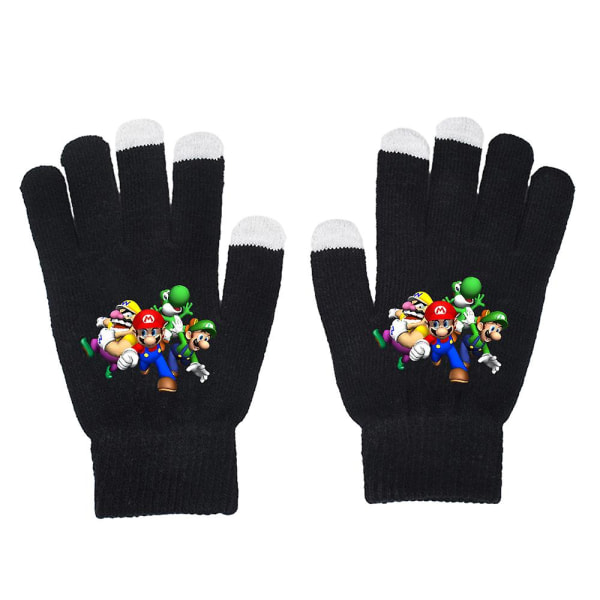 Unisex Super Mario Bros. Fuldfinger Handsker Varme Vinterstrikkede Luffer Gaver B