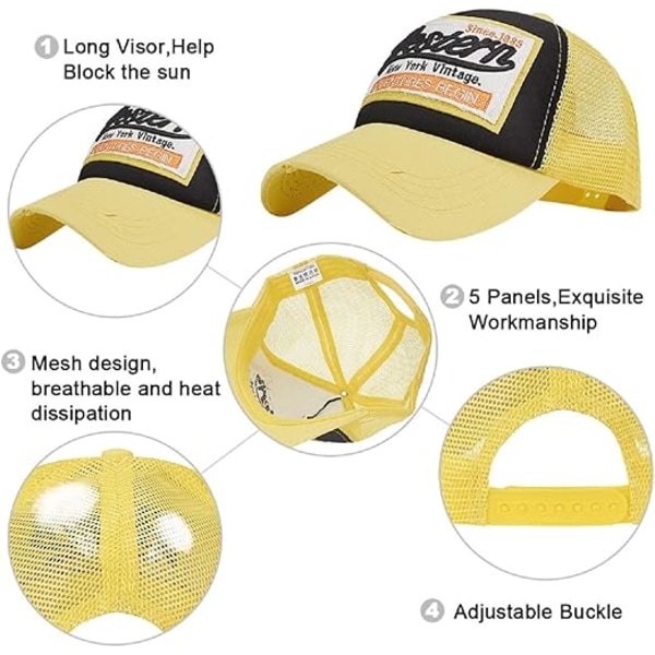 Baseball-lippis, verkkolippikset, unisex, kirjailtu kirjainpaikka, rento lippikset, hip hop -aurinkolippikset Yellow