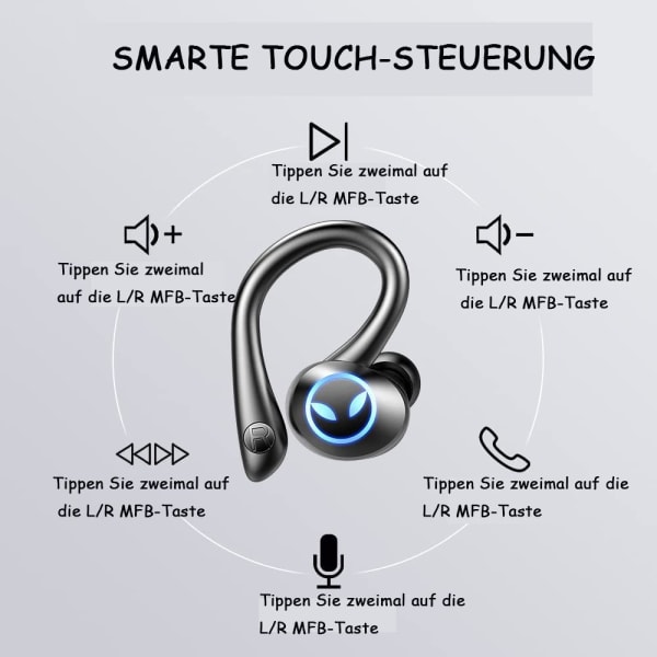 Bluetooth hörlurar sport, in-ear hörlurar trådlösa Blå