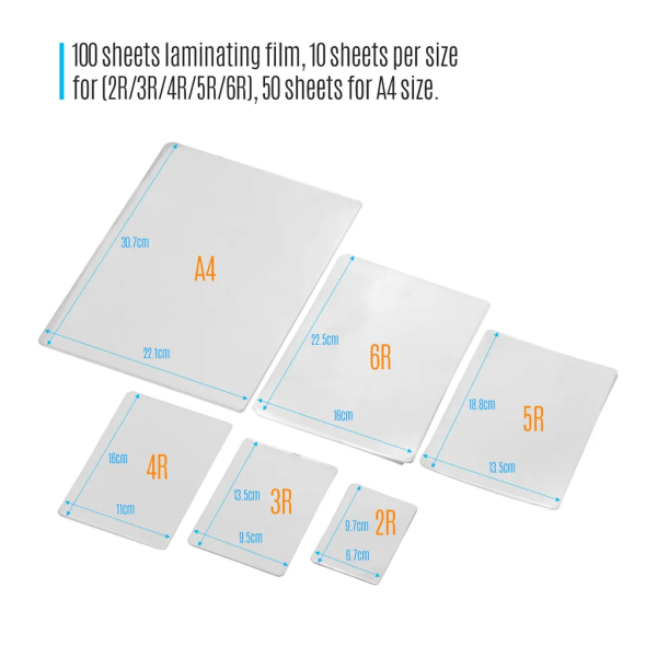 80mic thermal PET-valokuvapaperi asiakirjakuva Laminointikalvo laminointikoneelle, 2R 3R 4R 5R 6R A4 koko 100 arkkia