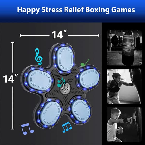 Boxningssäck med Bluetooth-högtalare, musiktimer, sandsäck, väggmontering, träning för vuxna och barn