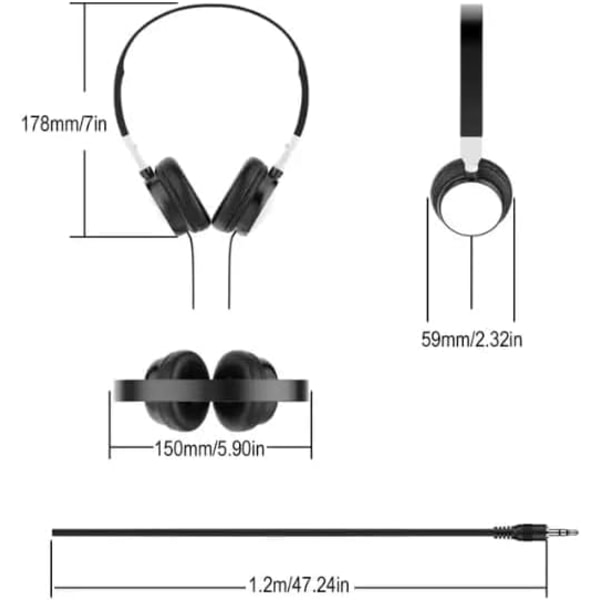 Øretelefoner og hodetelefoner Kablet 3,5 mm PC Laptop Notebook HiFi Headset Sammenleggbart Kablet